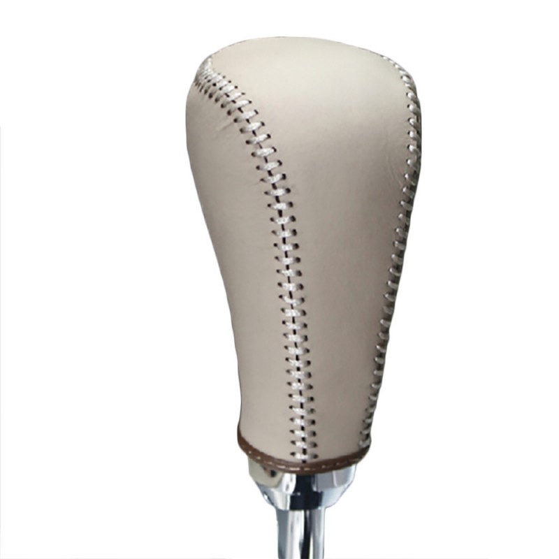 Loncky Black Genuine Leather Custom Car Gear Shift Knob Cover for